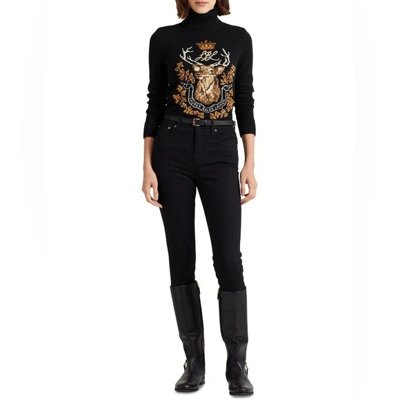 Lauren Ralph Lauren Instarsia - Knit Cotton Turtleneck Sweater. Size Small. - Picture 7 of 8